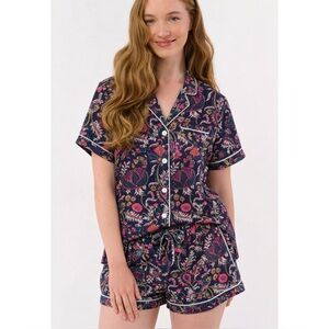 ROLLER RABBIT | RARE! Cotton/Silk Livy Lounge Set in Navy Paisley, Size Large